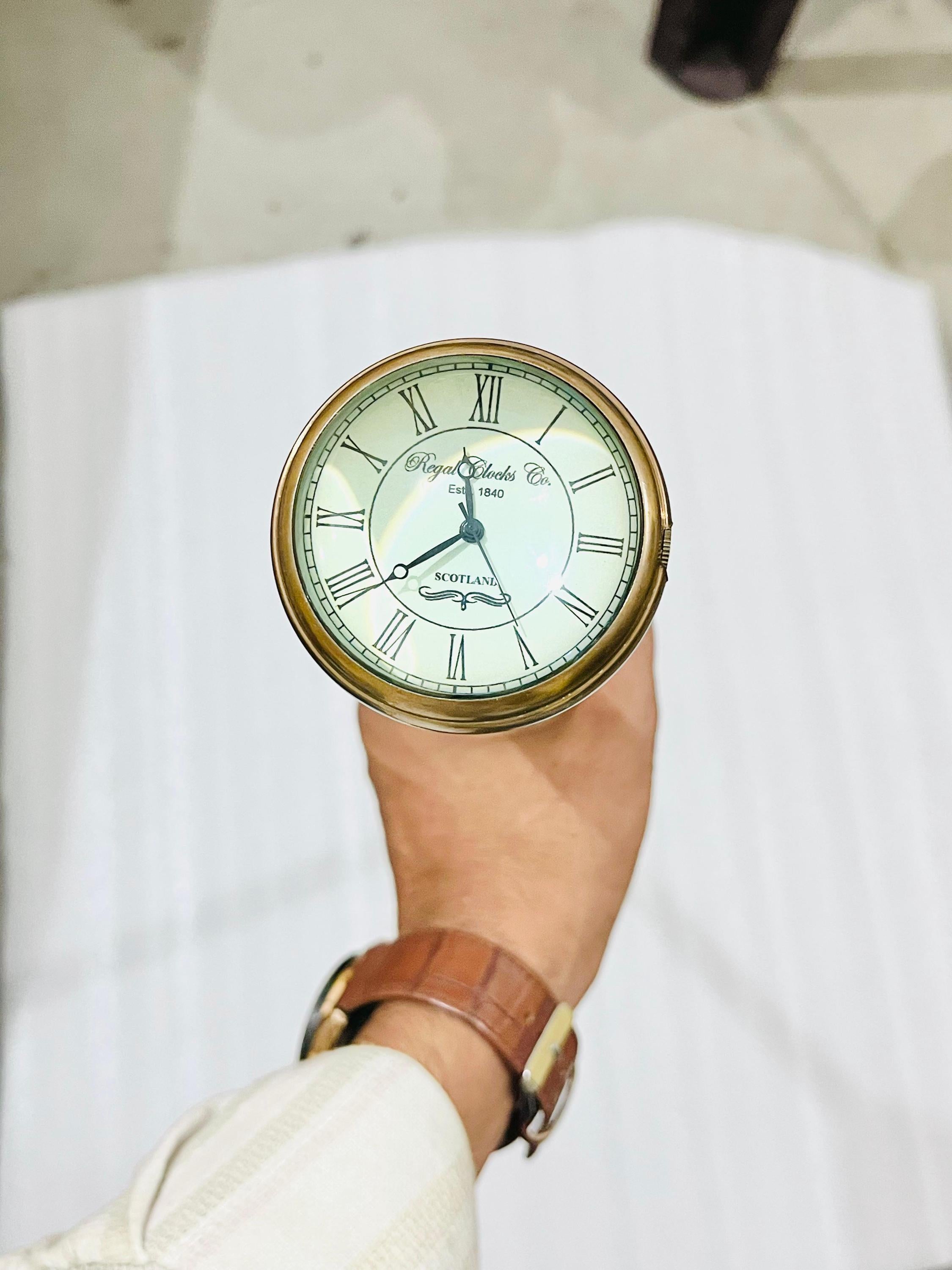 Antique Brass Clock Handle Walking Stick: Vintage Gentleman's Cane image 1