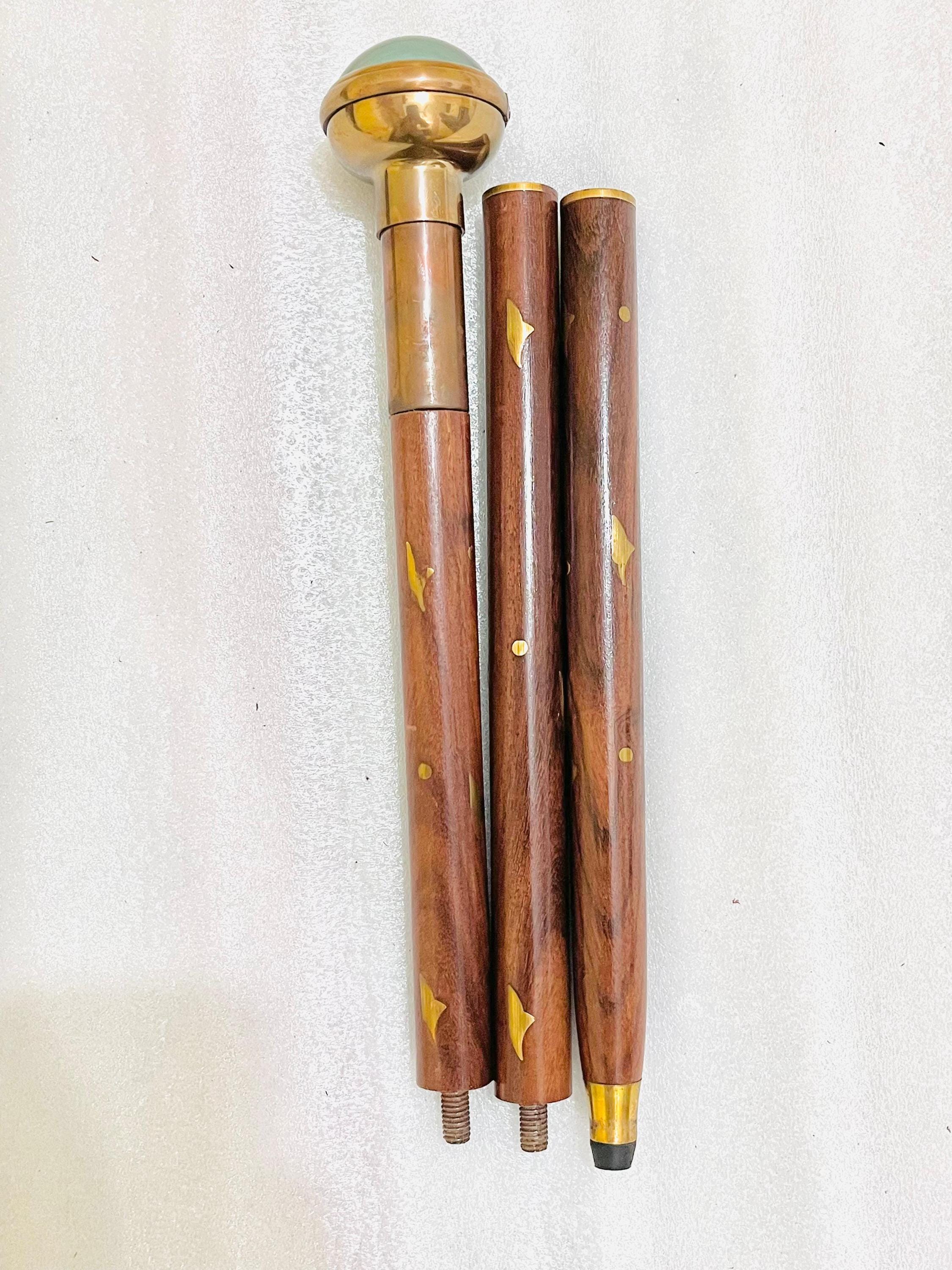 Antique Brass Clock Handle Walking Stick: Vintage Gentleman's Cane image 6