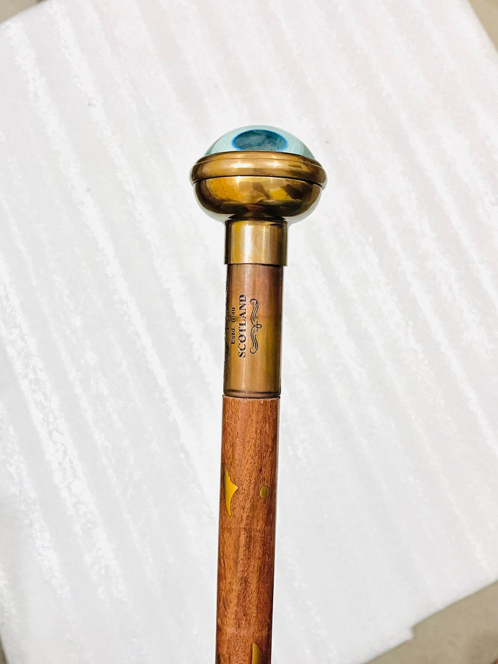Antique Brass Clock Handle Walking Stick: Vintage Gentleman's Cane image 4