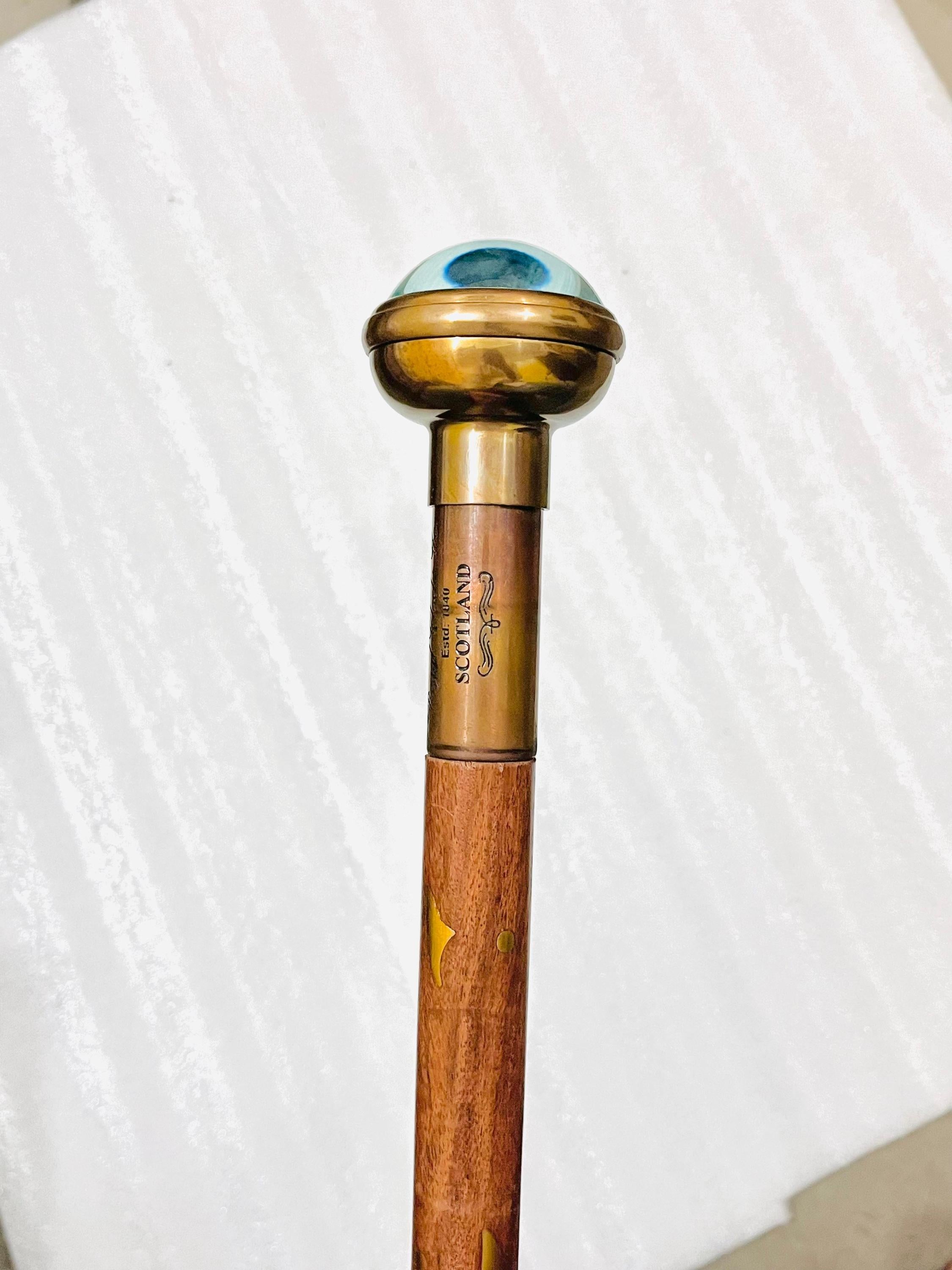 Antique Brass Clock Handle Walking Stick: Vintage Gentleman's Cane image 4