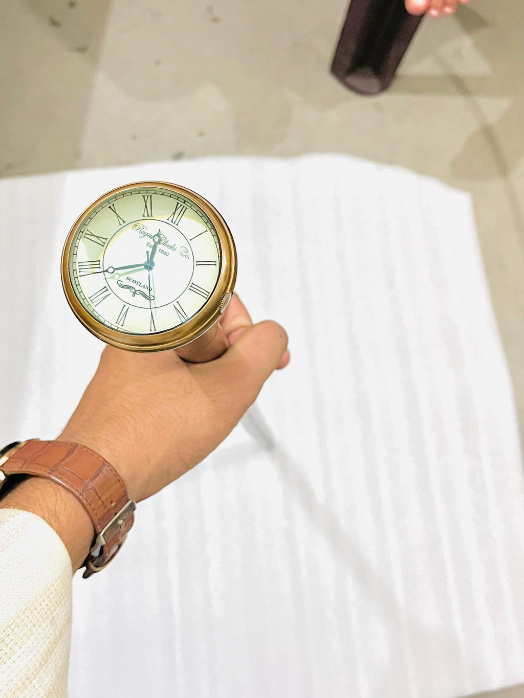 Antique Brass Clock Handle Walking Stick: Vintage Gentleman's Cane image 5