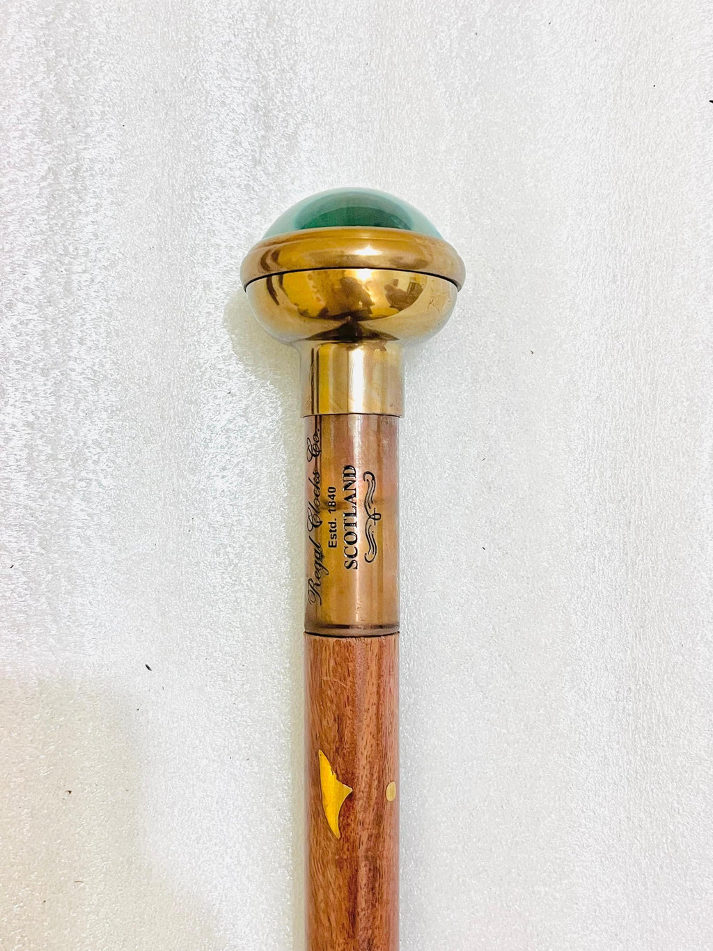 Antique Brass Clock Handle Walking Stick: Vintage Gentleman's Cane image 2