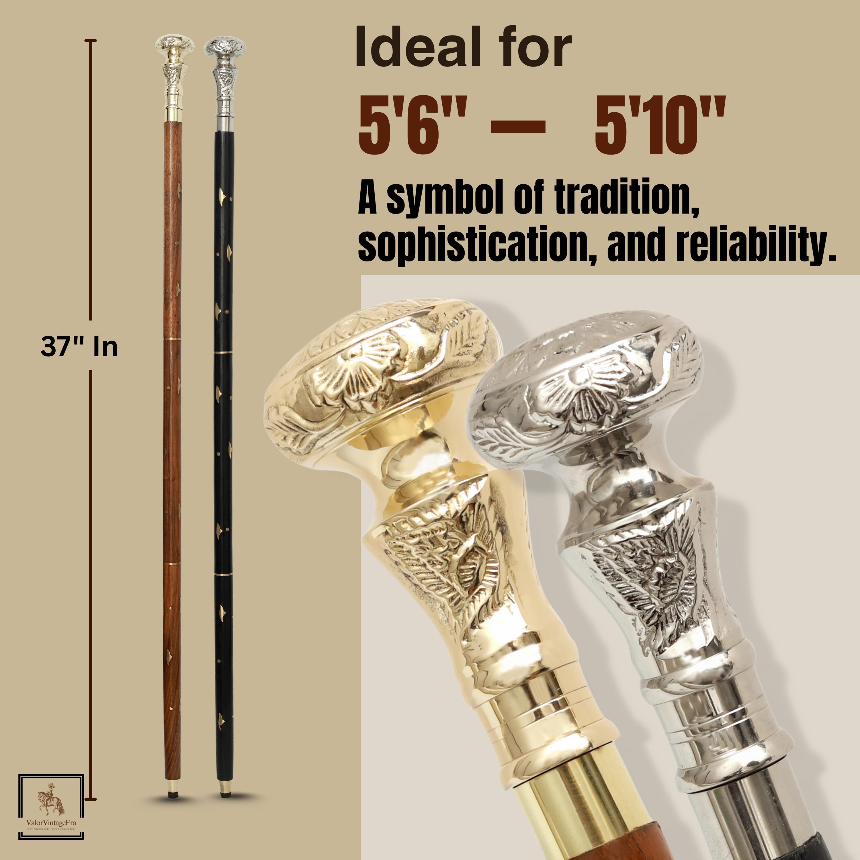 Handmade Wooden Walking Cane | Vintage Brass Handle, Hiking Stick image 4