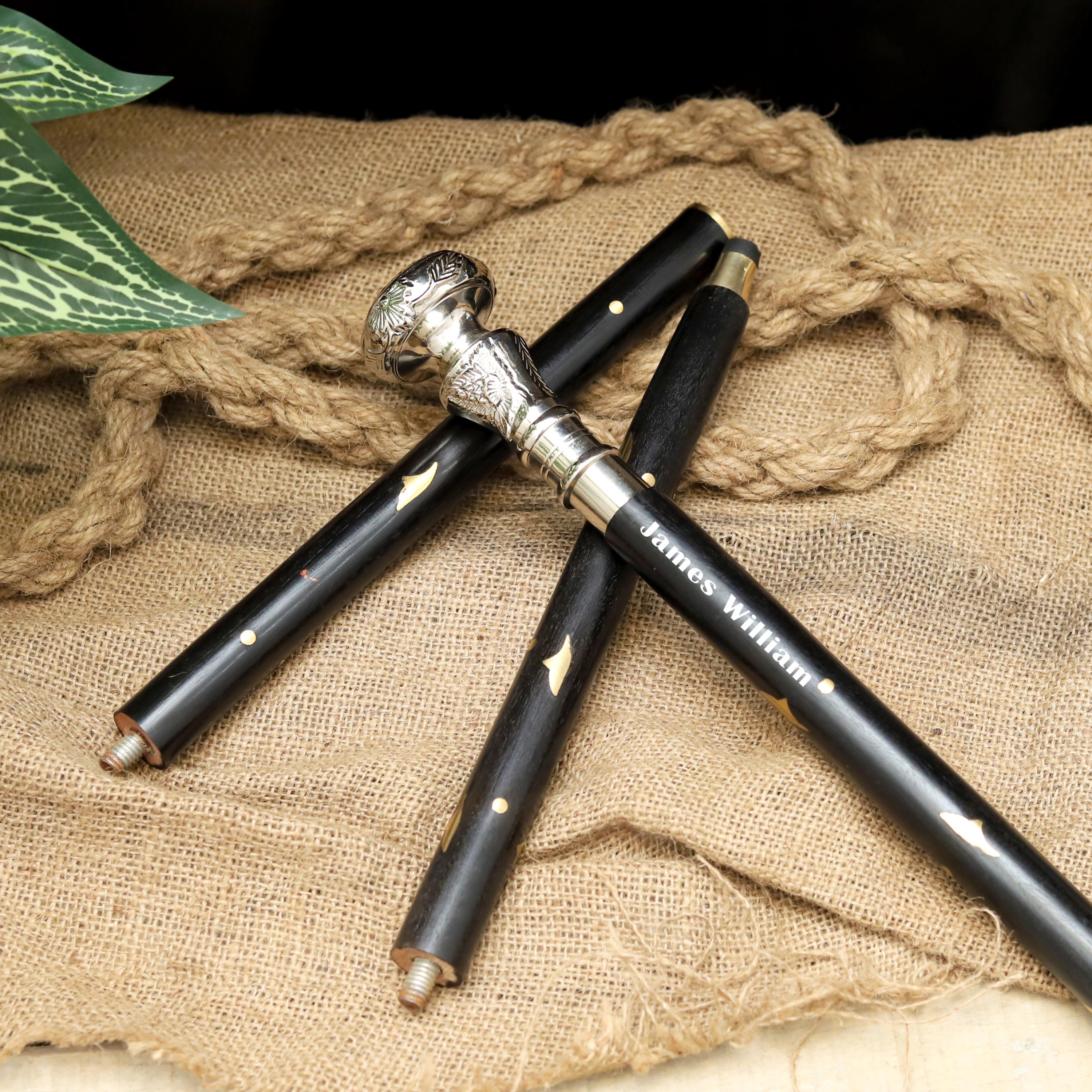 Handmade Wooden Walking Cane | Vintage Brass Handle, Hiking Stick image 6