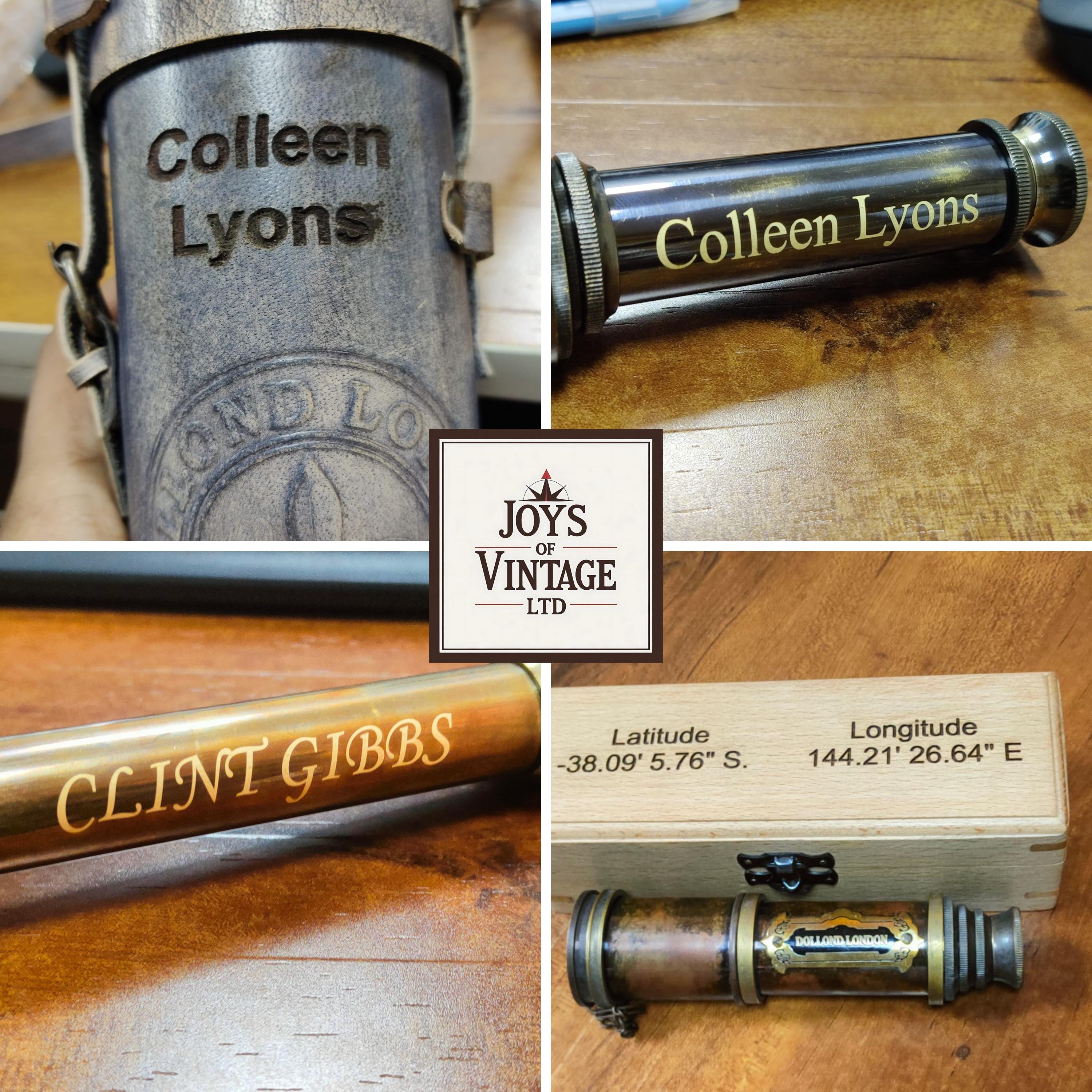 Personalized Vintage Brass Spyglass Telescope: Dollond London 1920 Style, Leather Case - Engraved Decorative Scope image 3
