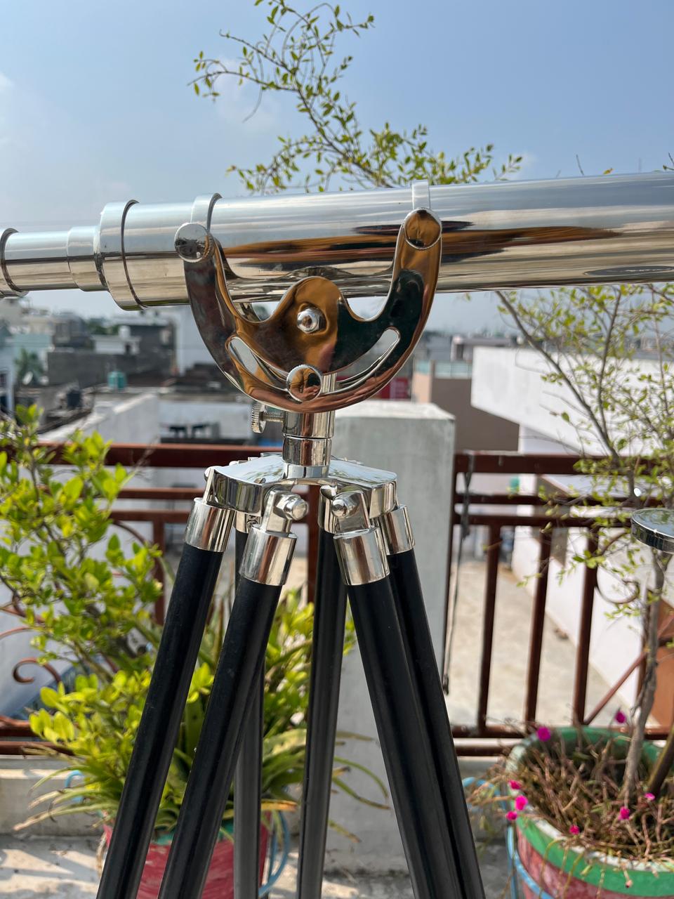 Vintage Brass Telescope Floor Standing Tripod 18" Nautical Maritime Home Decor