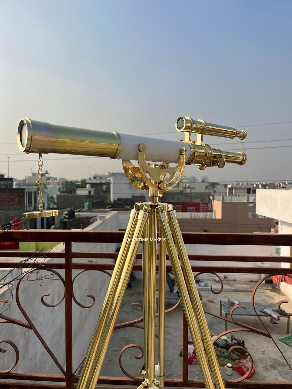 Vintage Brass Telescope with Brass-Tripod Nautical Decor Maritime Spyglass Antique-Style Telescope Gift for-Him Explorer image 1