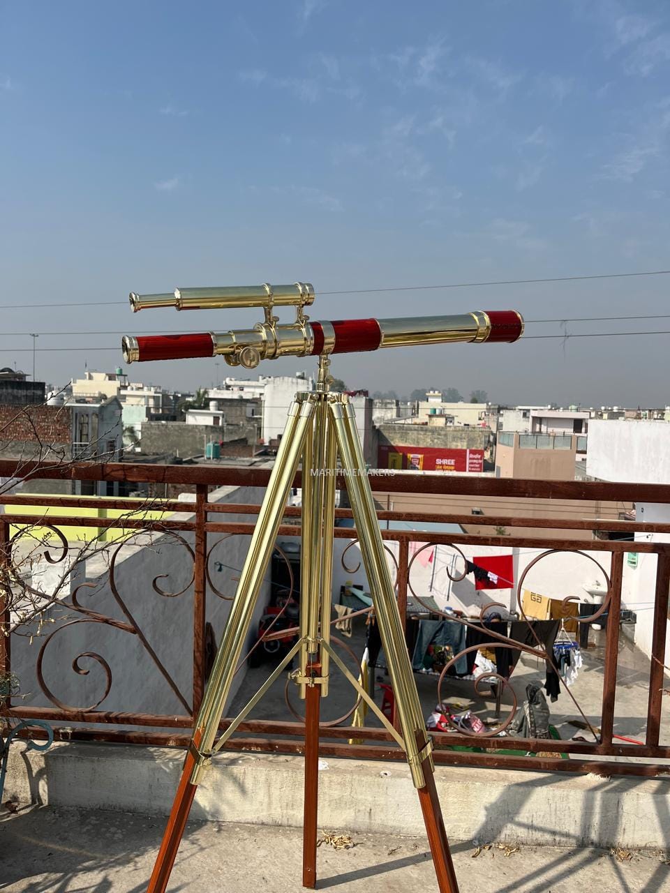 Personalized Luxury Vintage Brass Telescope with Wooden Tripod Nautical Home Decor Explorer-Custom-Engraved-Gift Office & Library -