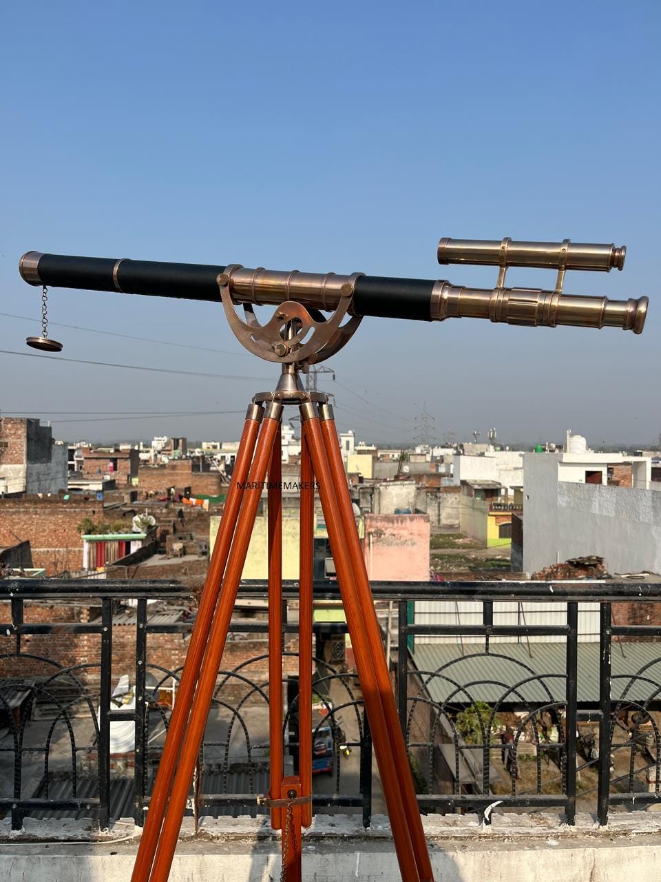 Antique Style Brass Floor Telescope 39" Nautical Décor on Wooden Tripod Handmade-Gift-for-Office & Home-Antique-Luxury-Gift image 4