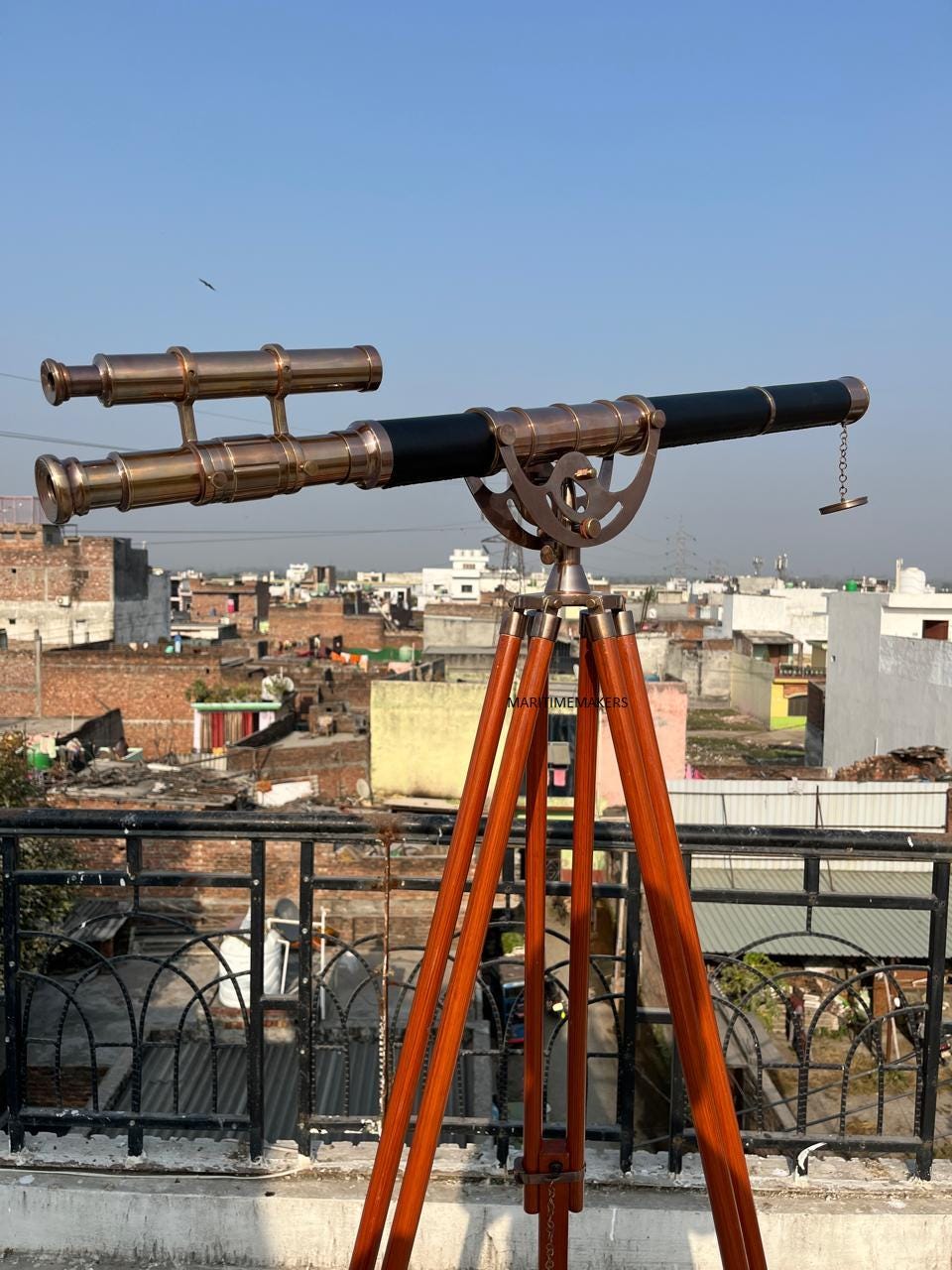 Antique Style Brass Floor Telescope 39" Nautical Décor on Wooden Tripod Handmade-Gift-for-Office & Home-Antique-Luxury-Gift image 11
