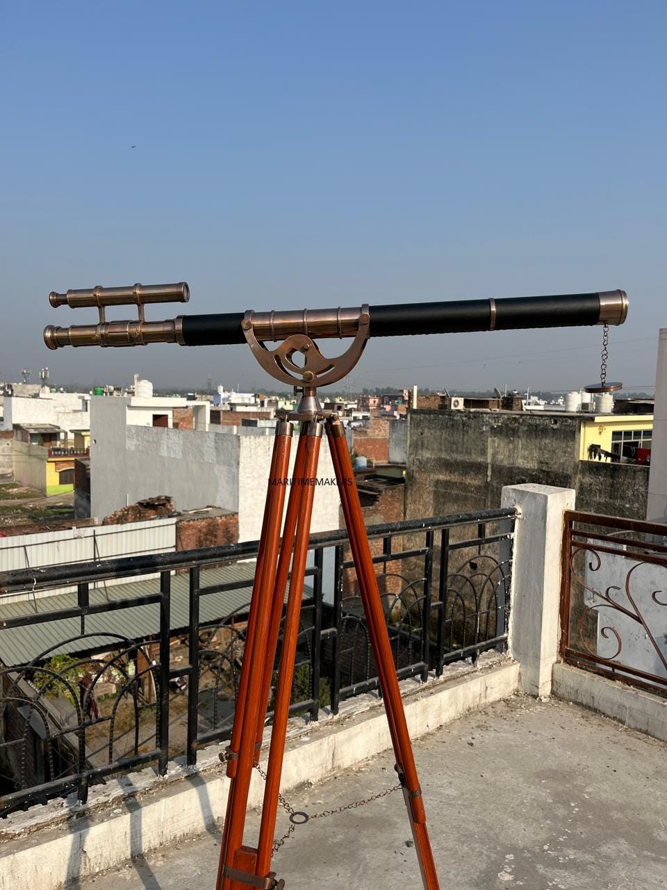 Antique Style Brass Floor Telescope 39" Nautical Décor on Wooden Tripod Handmade-Gift-for-Office & Home-Antique-Luxury-Gift image 16
