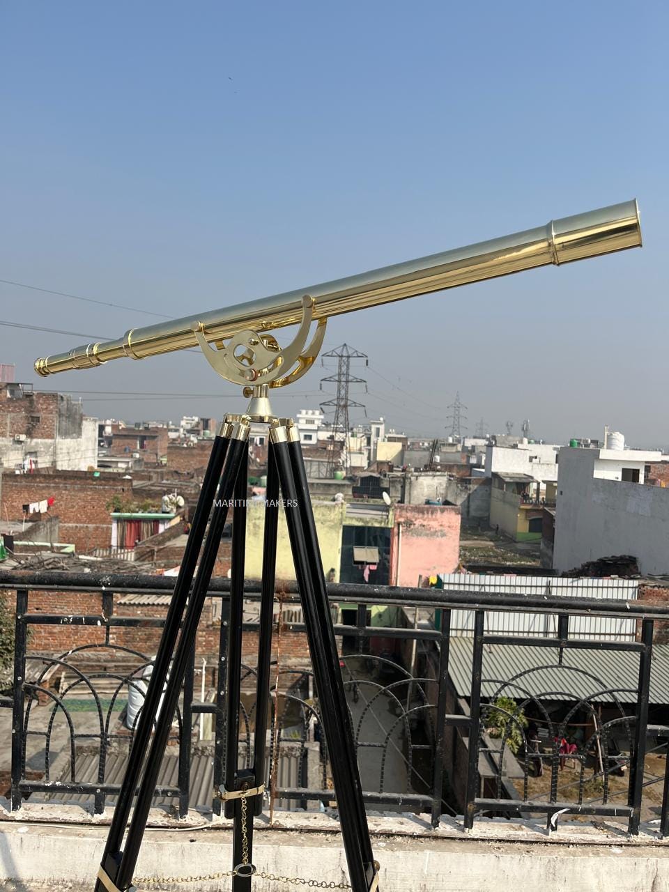 Personalized Vintage Brass Telescope on Wooden Tripod-Luxury Nautical Home Décor-Custom Engraved Explorer-Gift-for-Office & Library image 2